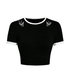 camiseta entallada crop golondrinas - HARD WAY