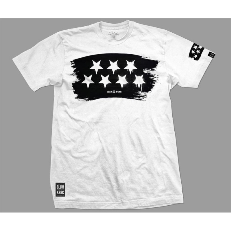CAMISETA BLANCA ESTRELLAS INVERTIDAS BLACK FLAG - SLUM WEAR