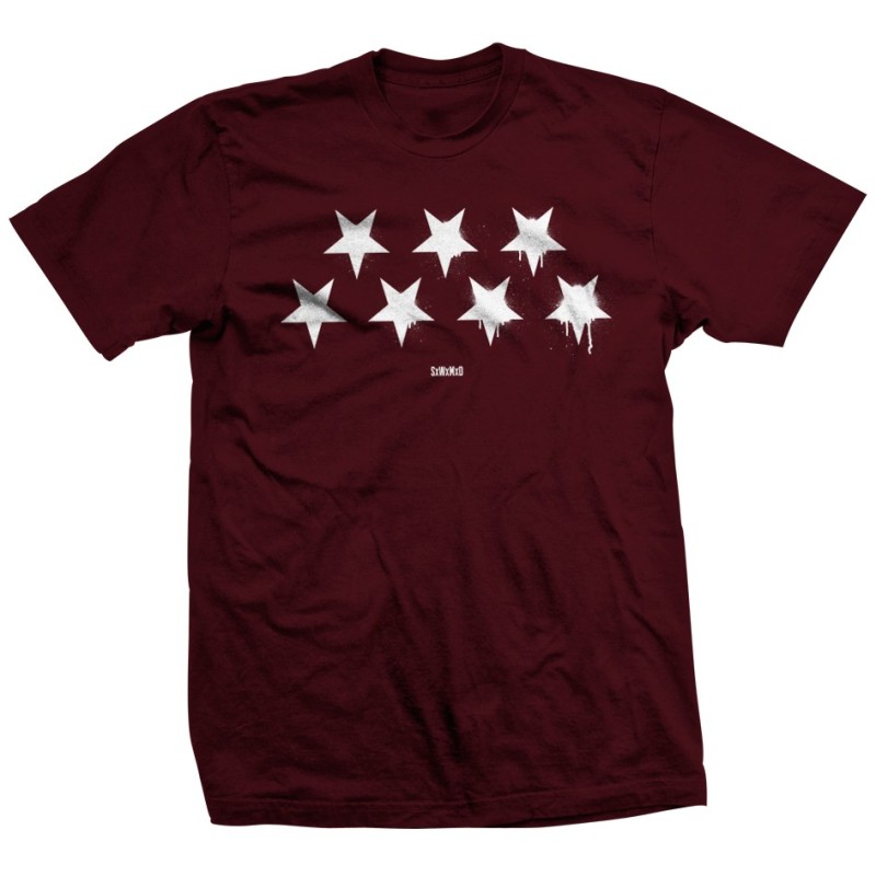 CAMISETA GRANATE ESTRELLAS INVERTIDAS BLACK FLAG - SLUM WEAR